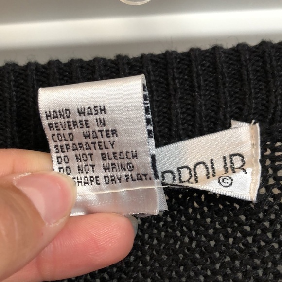 VTG Victoria Harbour Sweater Sz L Black Ramie Bejeweled Beads Crew Neck Goth - Picture 8 of 9